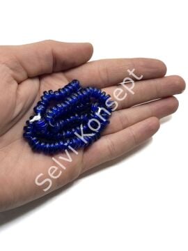 Rondela Dizi Cam Boncuk Şeffaf Lacivert 7,5x3,5 mm