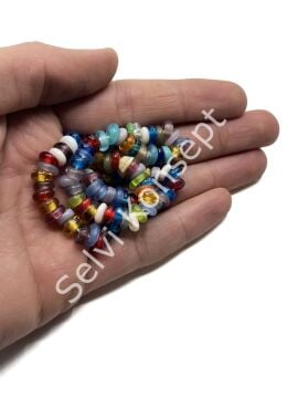 Rondela Dizi Cam Boncuk Mix Renkli 7,5x3,5 mm