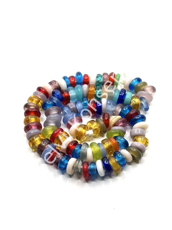 Rondela Dizi Cam Boncuk Mix Renkli 7,5x3,5 mm