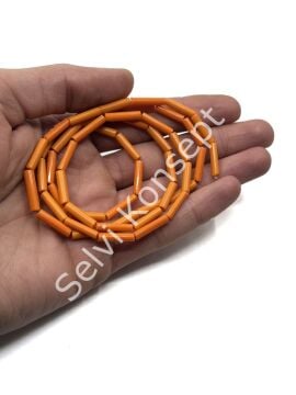 Boru Dizi Cam Boncuk Turuncu 4x12-16 mm