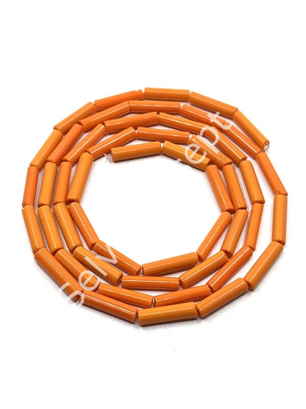 Boru Dizi Cam Boncuk Turuncu 4x12-16 mm