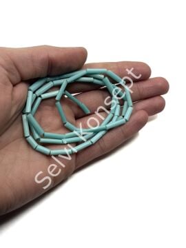 Boru Dizi Cam Boncuk Turkuaz 4x12-16 mm