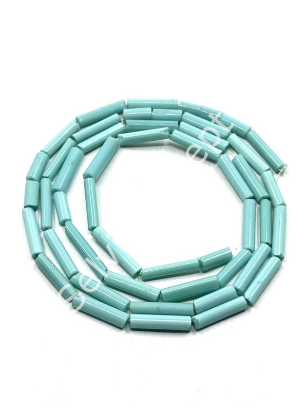 Boru Dizi Cam Boncuk Turkuaz 4x12-16 mm