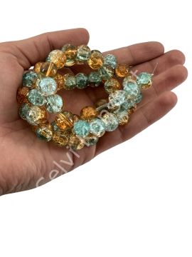 Patlatma Yuvarlak Dizi Cam Boncuk Turuncu 12 mm