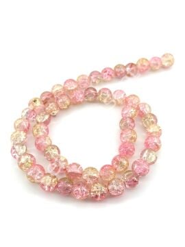 Patlatma Yuvarlak Dizi Cam Boncuk Pembe 12 mm