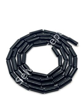 Boru Dizi Cam Boncuk Siyah 4x14 mm