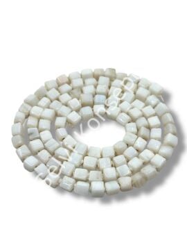 Küp Dizi Cam Boncuk Beyaz 5x6 mm
