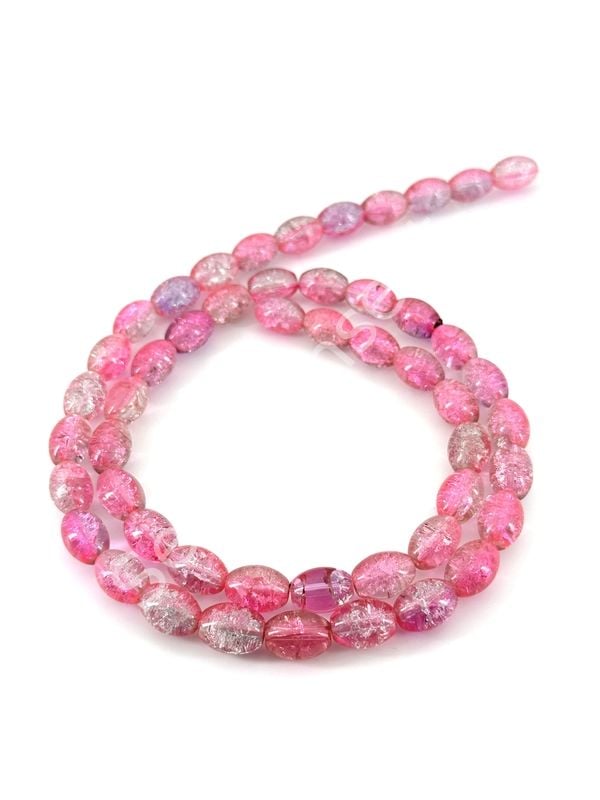 Patlatma Arpa Dizi Cam Boncuk Koyu Pembe 10x13 mm