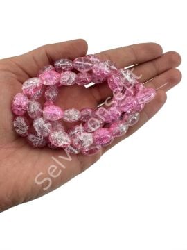 Patlatma Arpa Dizi Cam Boncuk Koyu Pembe 10x13 mm