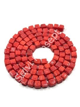 Küp Dizi Cam Boncuk Kırmızı 5x6 mm