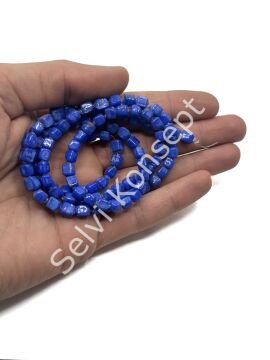 Küp Dizi Cam Boncuk Lacivert 5x6 mm