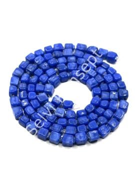 Küp Dizi Cam Boncuk Lacivert 5x6 mm