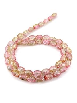 Patlatma Arpa Dizi Cam Boncuk Açık Pembe 10x13 mm