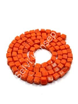 Küp Dizi Cam Boncuk Turuncu 5x6 mm