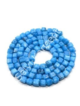 Küp Dizi Cam Boncuk Mavi 5x6 mm