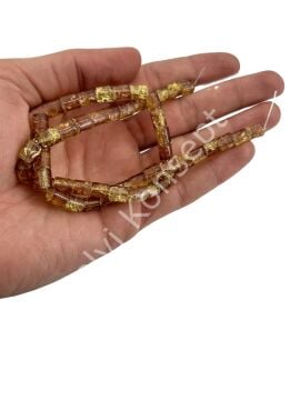 Patlatma Silindir Dizi Cam Boncuk Kahverengi 6x8 mm