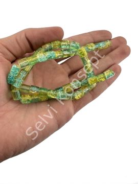 Patlatma Silindir Dizi Cam Boncuk Yeşil 6x8 mm