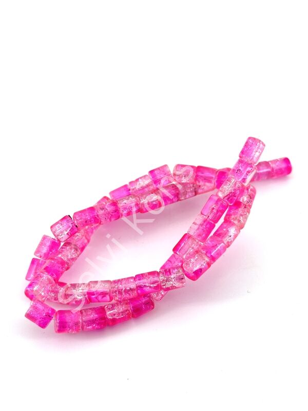 Patlatma Silindir Dizi Cam Boncuk Pembe 6x8 mm
