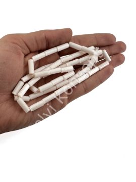 Boru Kedi Gözü Cam Boncuk Açık Fildişi 15x4 mm