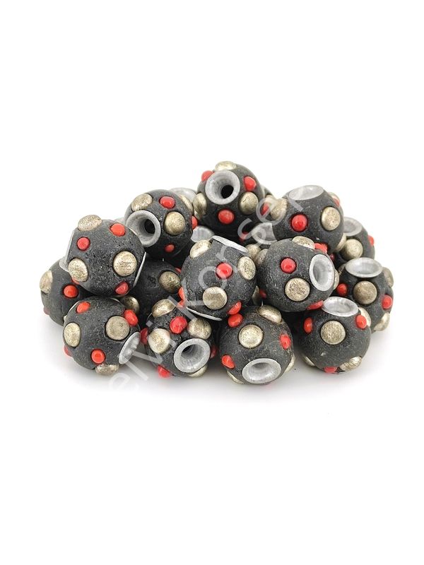 İşlemeli Otantik Boncuk 15 mm 10 Adet