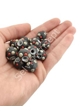 İşlemeli Otantik Boncuk 15 mm 10 Adet