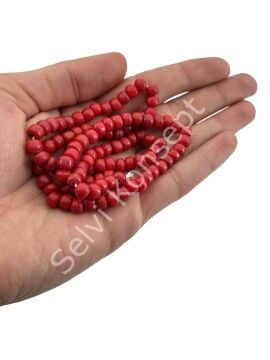 Silindir Dizi Cam Boncuk Kırmızı 7 mm