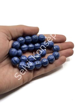 El Yapımı Lacivert Dizi Seramik Boncuk 12 mm