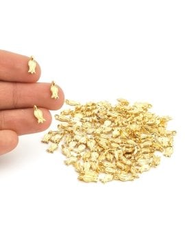 Altın Kaplama Yandan Kulplu Lale Ara Malzeme 4x12 mm 10 Gr