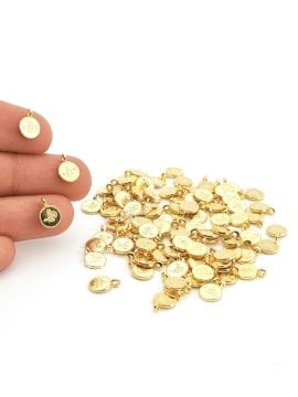 Altın Kaplama Yandan Kulplu Para Ara Malzeme 8 mm 10 Gr