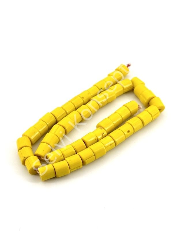 Silindir Dizi Cam Boncuk Sarı 8-10 mm