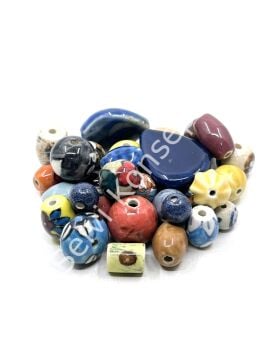 El Yapımı Karışık Seramik Boncuk 10-26 mm 250 Gr