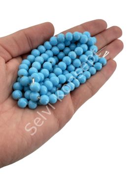 Yuvarlak Dizi Cam Boncuk Mavi 8 mm