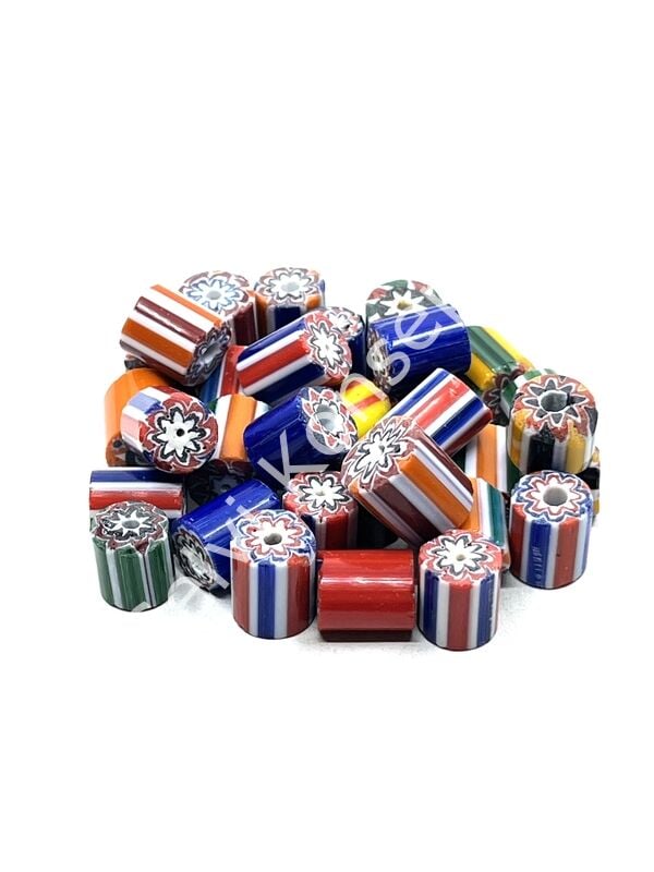 El Yapımı Silindir Karışık Afrika Boncuk 10-12 mm 10 Adet