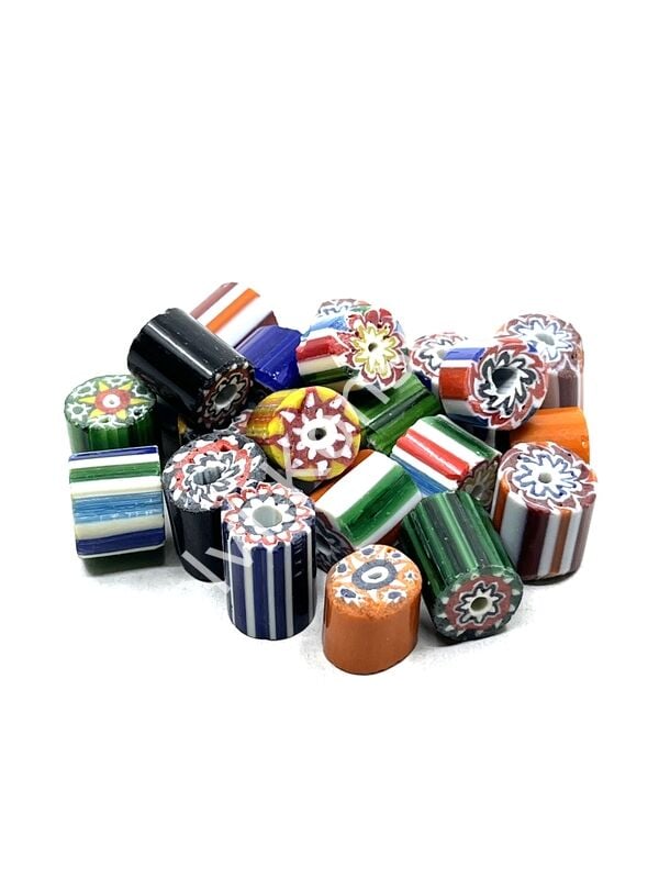 El Yapımı Silindir Karışık Afrika Boncuk 12-14 mm 10 Adet