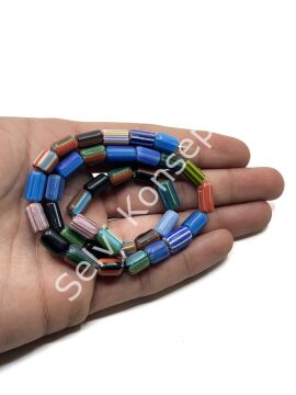 El Yapımı Silindir Karışık Afrika Dizi Boncuk 6x10-12 mm