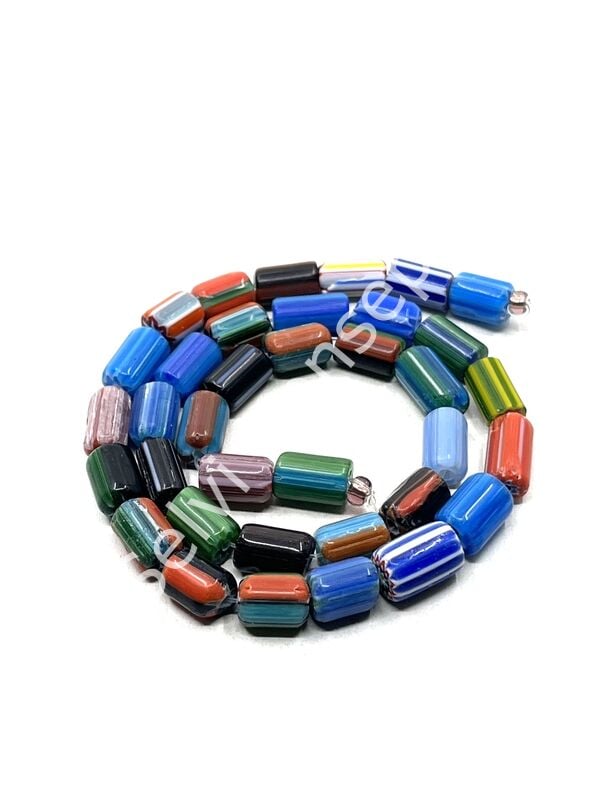 El Yapımı Silindir Karışık Afrika Dizi Boncuk 6x10-12 mm
