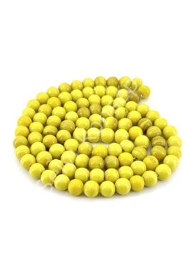 Yuvarlak Dizi Cam Boncuk  Sarı 8 mm