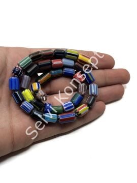 El Yapımı Silindir Karışık Afrika Dizi Boncuk 8x10-12 mm
