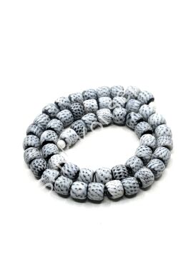 El Yapımı Siyah Benekli  Afrika Dizi Boncuk Gri 8x7 mm