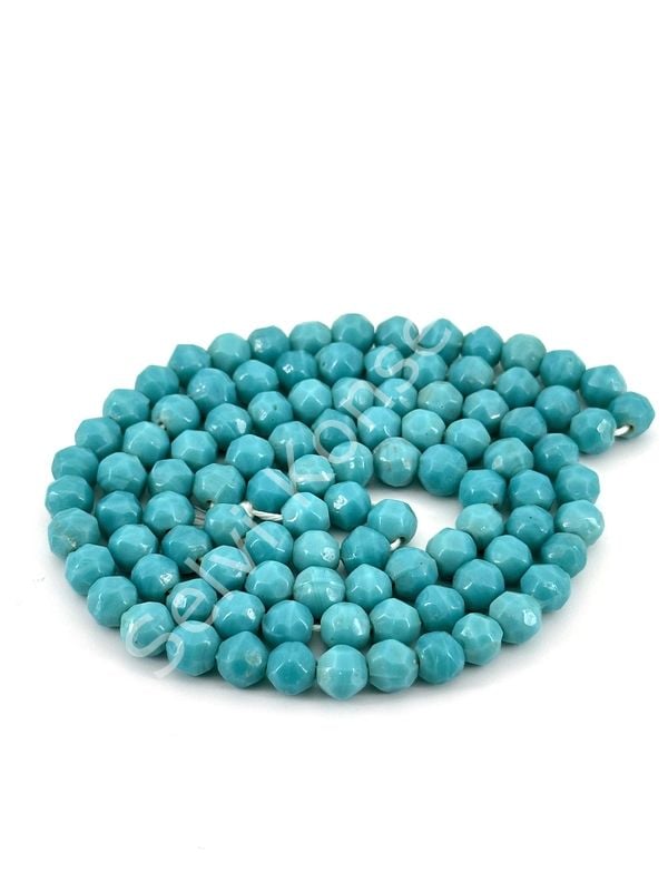 Fasetli Dizi Cam Boncuk Turkuaz 6 mm