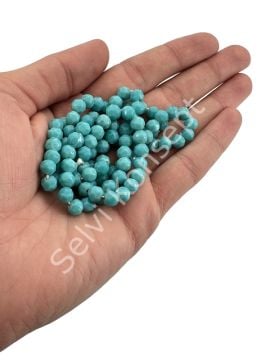 Fasetli Dizi Cam Boncuk Turkuaz 6 mm