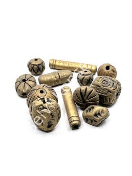 El Yapımı Desenli Pişmiş Toprak Boncuk Bronz Renk 250 Gr