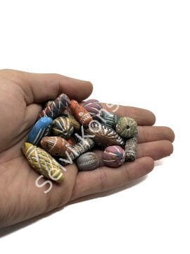 El Yapımı Eskitme Desenli Pişmiş Toprak Boncuk Karışık Renkli 250 Gr