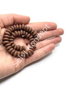 El Yapımı Mat Disk Rondela Cam Boncuk Dizi Kahverengi 10x5 mm