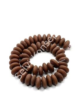 El Yapımı Mat Disk Rondela Cam Boncuk Dizi Kahverengi 10x5 mm