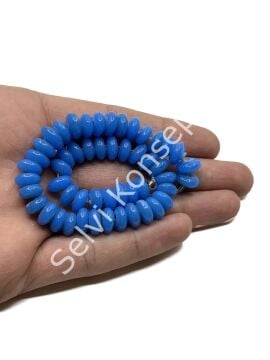 El Yapımı Parlak Disk Rondela Cam Boncuk Dizi Saks Mavi 10x5 mm