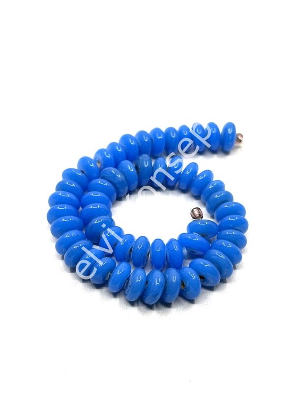El Yapımı Parlak Disk Rondela Cam Boncuk Dizi Saks Mavi 10x5 mm