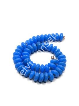 El Yapımı Parlak Disk Rondela Cam Boncuk Dizi Saks Mavi 10x5 mm