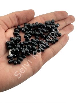 El Yapımı Damla Dizi Cam Boncuk Siyah 6x9 mm