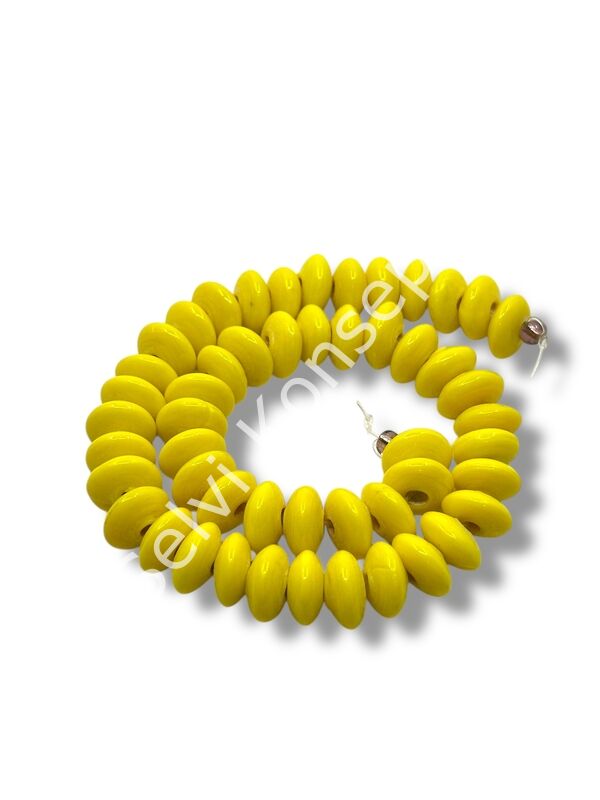 El Yapımı Parlak Disk Rondela Cam Boncuk Dizi Sarı 10x5 mm